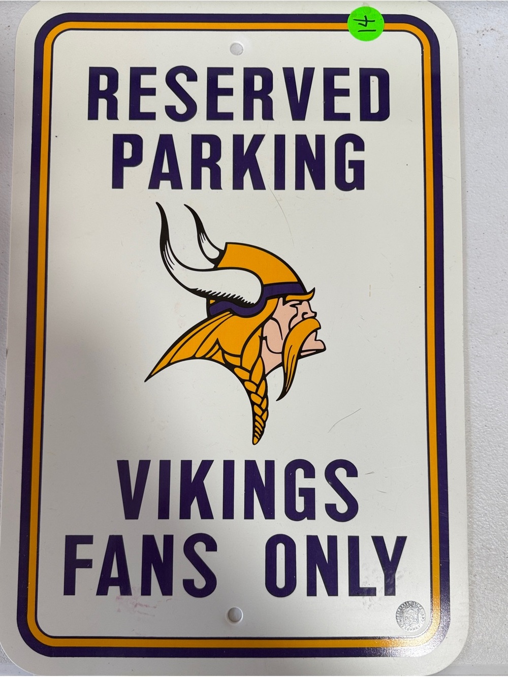 NFL Licensed Sign - Purple, Gold & White